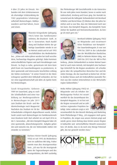 Komplett. Das Sauerlandmagazin. Zwischen Volme und Lister. Ausgabe Herbst 2017