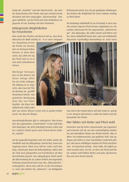 Komplett. Das Sauerlandmagazin. Zwischen Verse und Sorpe. Ausgabe September/Oktober 2017