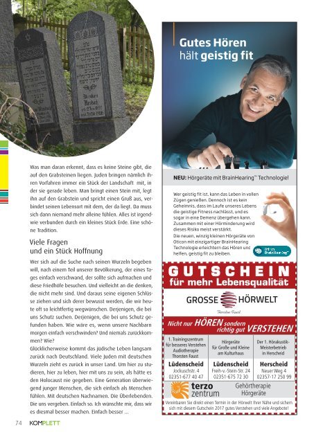 Komplett. Das Sauerlandmagazin. Zwischen Verse und Sorpe. Ausgabe September/Oktober 2017