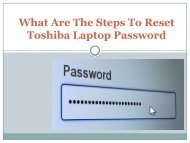 What Are The Steps To Reset Toshiba Laptop Password