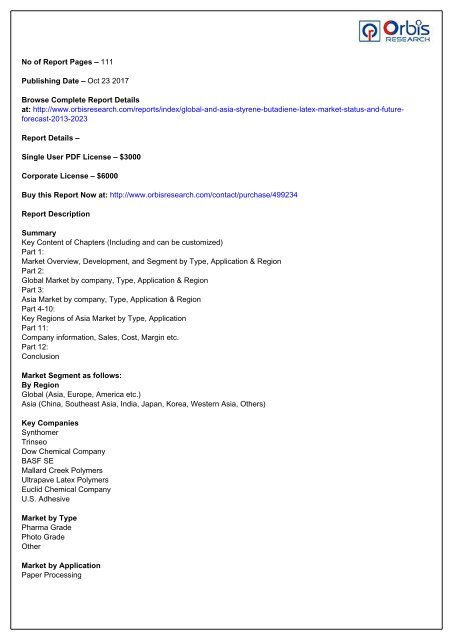 Growth of Styrene Butadiene Latex Market Projected to Amplify During 2013-2023