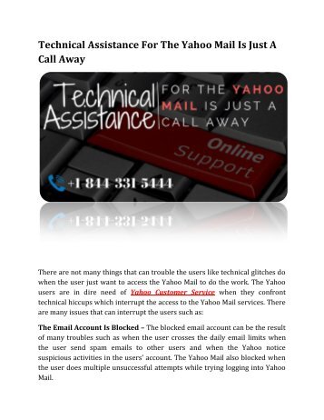 Technical Assistance For The Yahoo Mail Is Just A Call Away