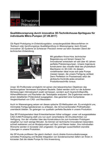 Qualitätsvorsprung in der Herstellung von Mikropumpen für die Medizin-, Analyse- und Umwelttechnik durch innovative 3D-Technik