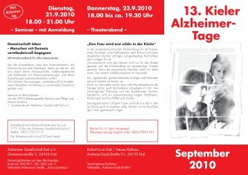 13. Kieler Alzheimer- Tage - AWO Kiel