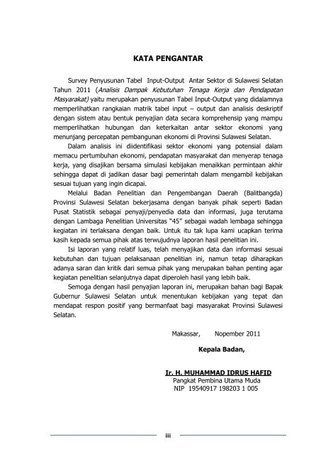 Buku Survey Penyusunan Tabel 2011 Balitbangda prov Sulsel