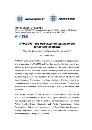 AVIACON – the new aviation management consulting ... - AVIAREPS