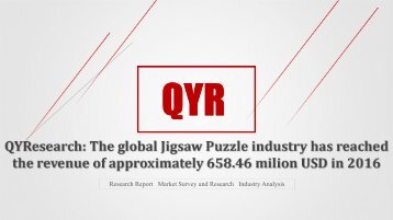 QYResearch: The global Jigsaw Puzzle industry has reached the revenue of approximately 658.46 milion USD in 2016