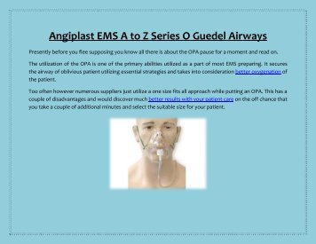 Angiplast EMS A to Z Series O Guedel Airways