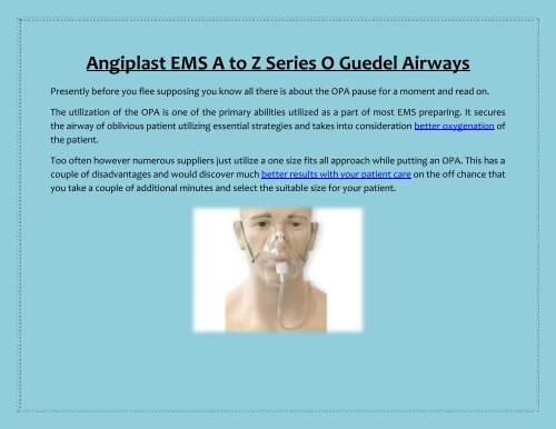 Angiplast EMS A to Z Series O Guedel Airways