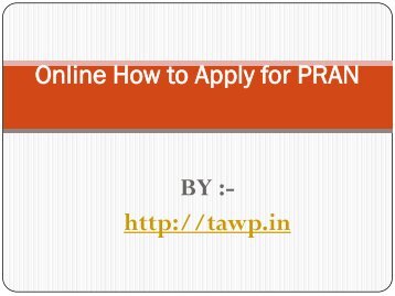 Online how to apply for pran