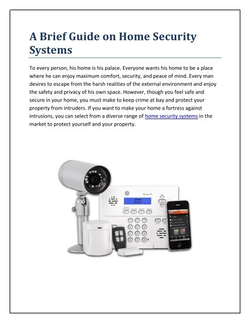 A Brief Guide on Home Security Systems