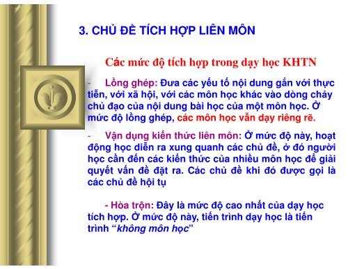 DẠY HỌC TÍCH HỢP LIÊN MÔN Ở TRƯỜNG TRUNG HỌC PHỔ THÔNG