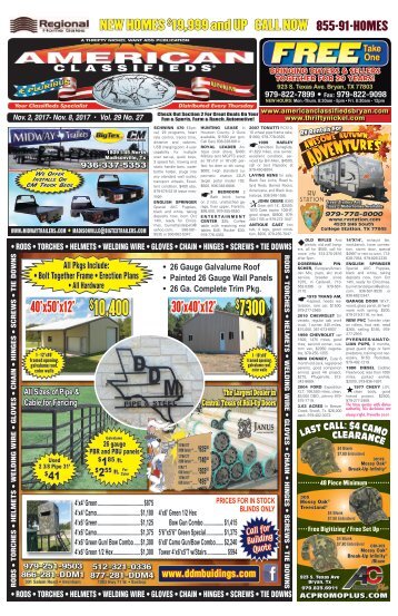 American Classifieds Nov. 2nd Edition Bryan/College Station