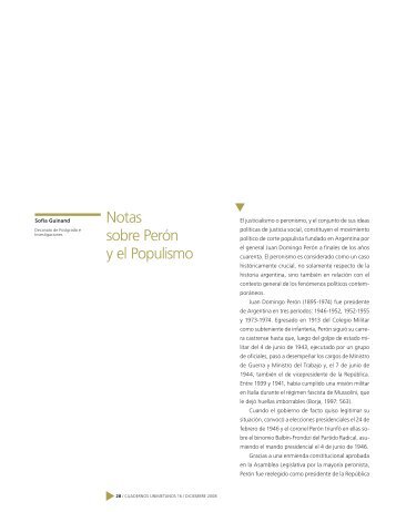 Notas sobre Peron y el Populismo