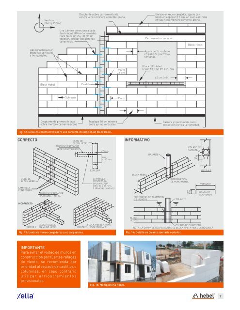 Sistema constructivo Block Hebel® para muros de mampostería  confinada