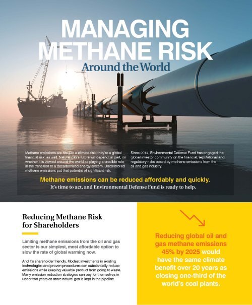 Environmental Defense Fund, METHANE, Investor Timeline