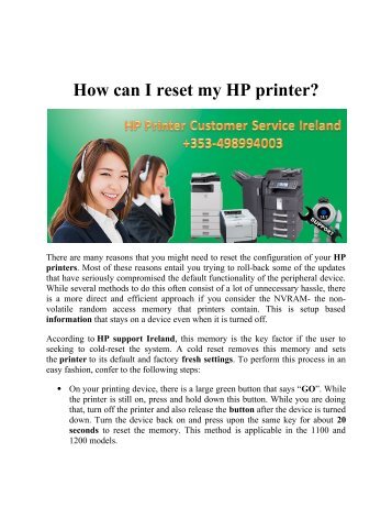 How can I reset my HP printer?