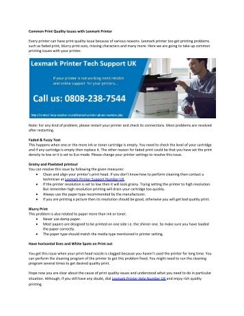 Common Print Quality Issues with Lexmark Printer