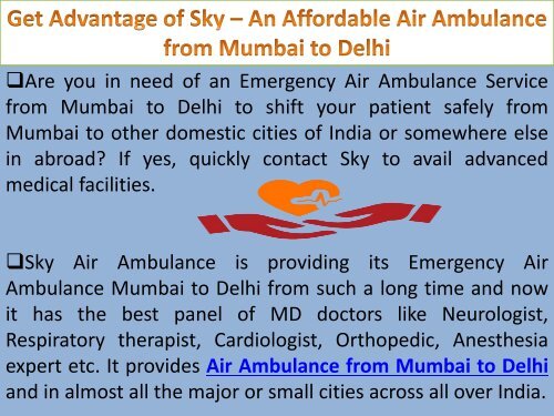 Get Advantage of Sky – An Affordable Air Ambulance from Mumbai to Delhi