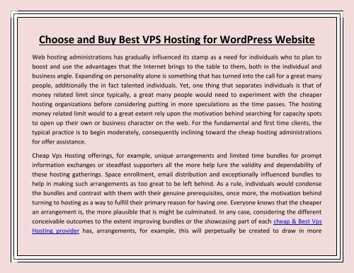 Choose and Buy Best VPS Hosting for WordPress Website