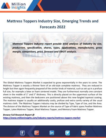 Mattress Toppers Industry Size, Emerging Trends and Forecasts 2022