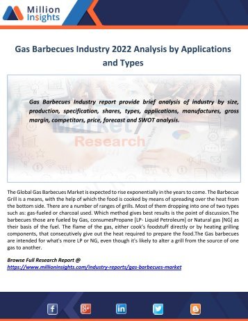 Gas Barbecues Industry 2022 Analysis by Applications and Types