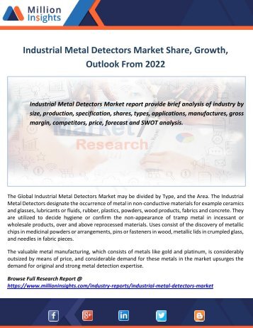 Industrial Metal Detectors Market Share, Growth, Outlook From 2022