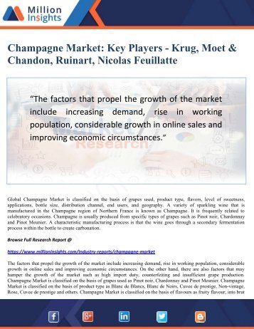 Champagne Market- Key Players - Krug, Moet & Chandon, Ruinart, Nicolas Feuillatte