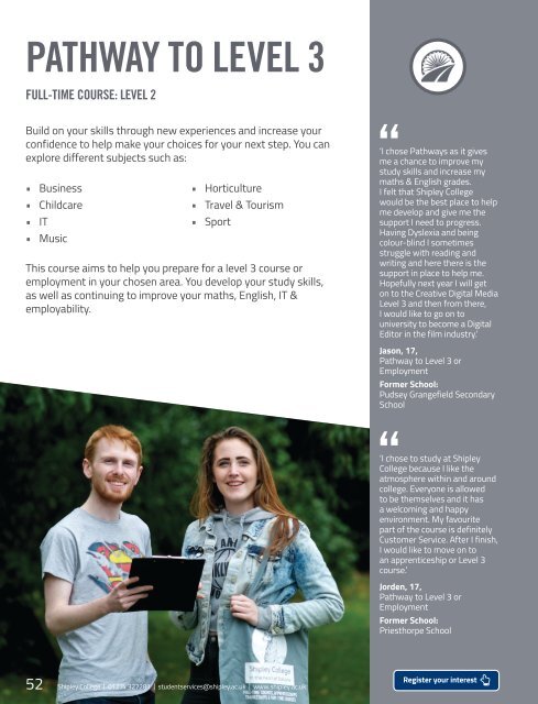 Shipley College Full-time Prospectus 2018-19