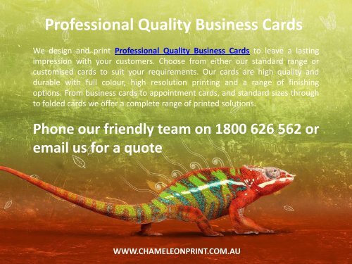 Professional Quality Business Cards - Chameleon Print Group