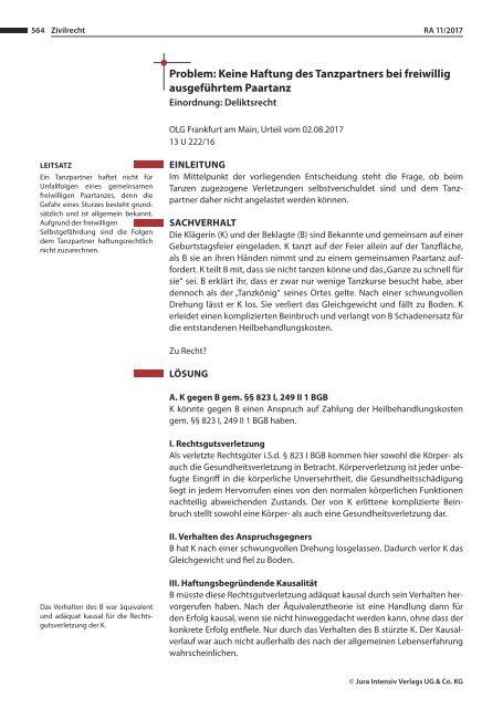 RA 11/2017 - Entscheidung des Monats