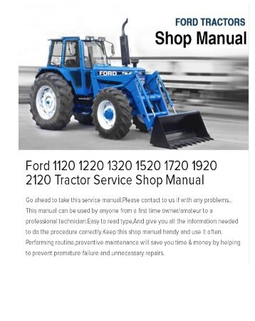 Ford 1120 1220 1320 1520 1720 1920 2120 Tractor Service Shop Manual