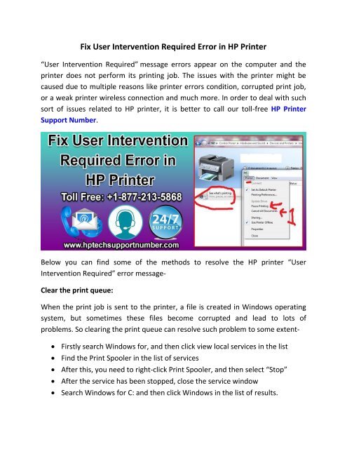 Fix User Intervention Required Error in HP Printer