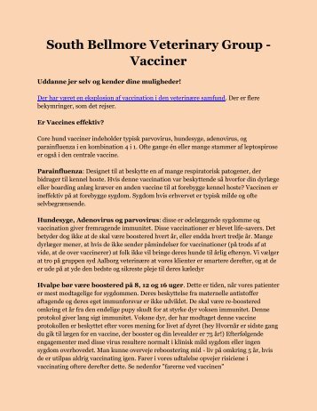 South Bellmore Veterinary Group - Vacciner