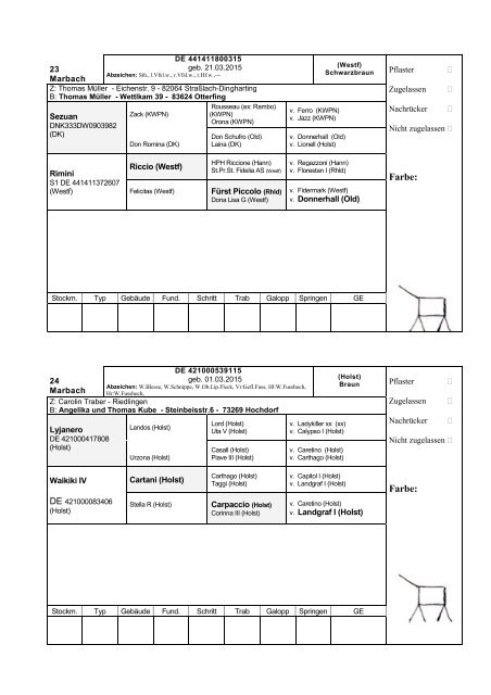 Katalog Hengstvorbesichtigungen Marbach/Donzdorf 2017 Ba-Wü