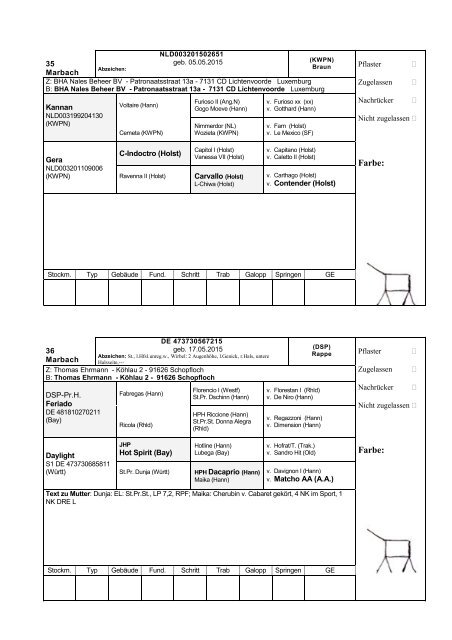 Katalog Hengstvorbesichtigungen Marbach/Donzdorf 2017 Ba-Wü