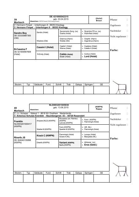 Katalog Hengstvorbesichtigungen Marbach/Donzdorf 2017 Ba-Wü