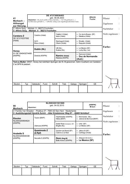 Katalog Hengstvorbesichtigungen Marbach/Donzdorf 2017 Ba-Wü