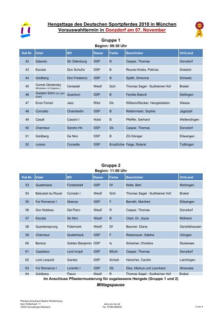 Katalog Hengstvorbesichtigungen Marbach/Donzdorf 2017 Ba-Wü