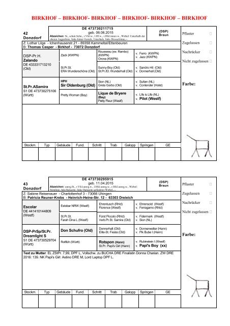 Katalog Hengstvorbesichtigungen Marbach/Donzdorf 2017 Ba-Wü