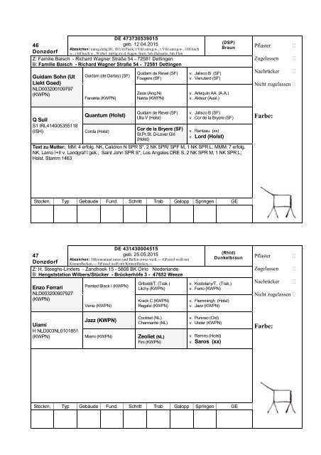 Katalog Hengstvorbesichtigungen Marbach/Donzdorf 2017 Ba-Wü