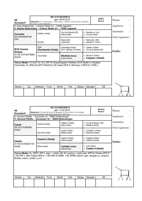 Katalog Hengstvorbesichtigungen Marbach/Donzdorf 2017 Ba-Wü