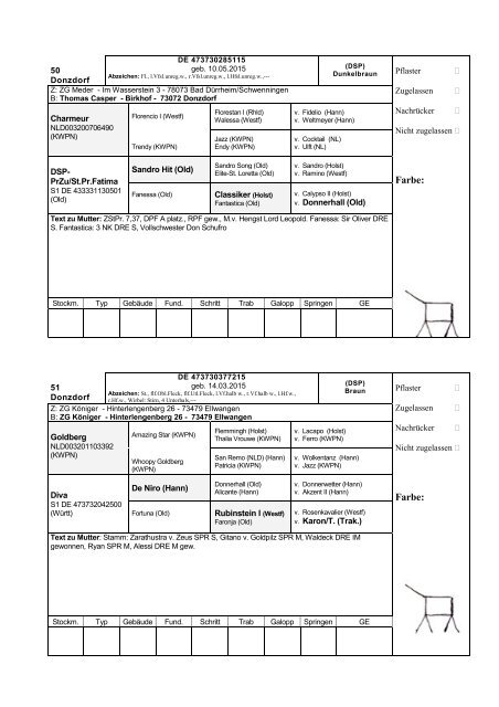 Katalog Hengstvorbesichtigungen Marbach/Donzdorf 2017 Ba-Wü