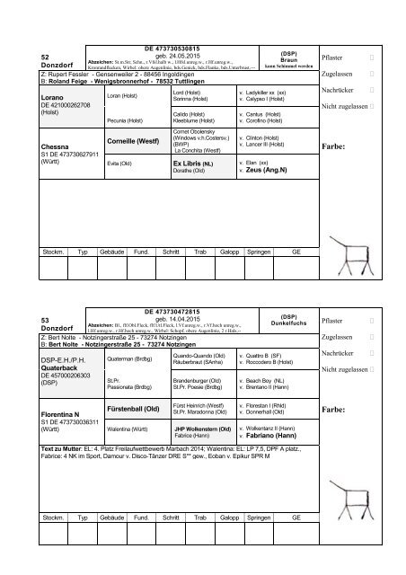 Katalog Hengstvorbesichtigungen Marbach/Donzdorf 2017 Ba-Wü