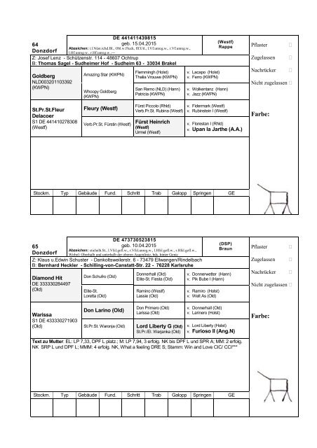 Katalog Hengstvorbesichtigungen Marbach/Donzdorf 2017 Ba-Wü