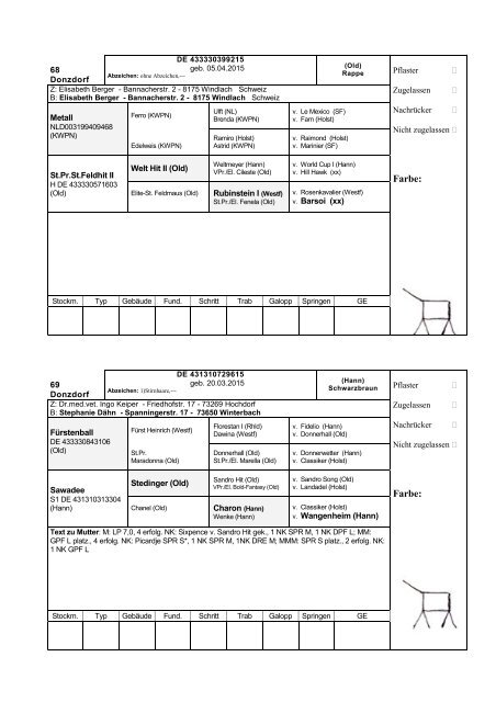 Katalog Hengstvorbesichtigungen Marbach/Donzdorf 2017 Ba-Wü