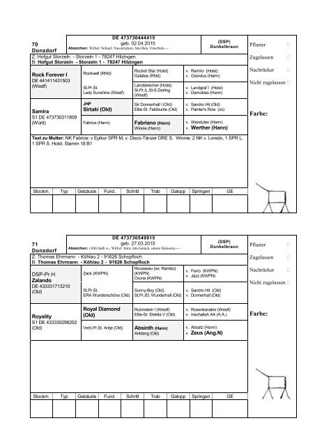 Katalog Hengstvorbesichtigungen Marbach/Donzdorf 2017 Ba-Wü