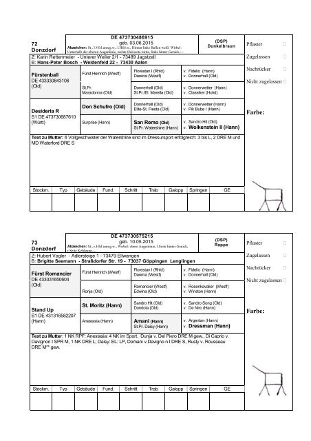 Katalog Hengstvorbesichtigungen Marbach/Donzdorf 2017 Ba-Wü