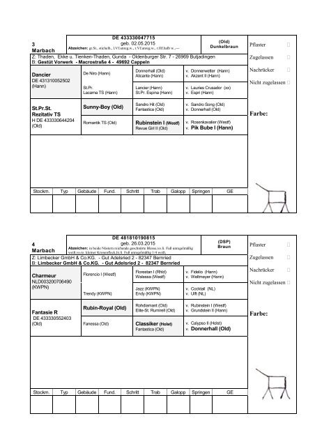 Katalog Hengstvorbesichtigungen Marbach/Donzdorf 2017 Ba-Wü