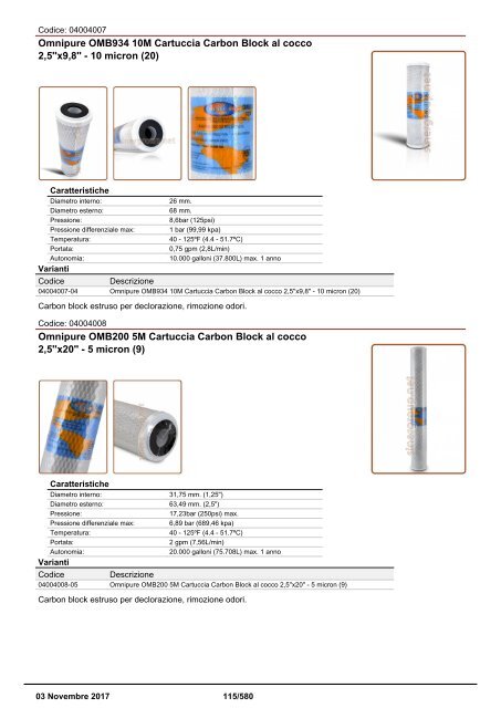 Depuratori Acqua Addolcitori Osmosi Inversa Catalogo 3 novembre 2017